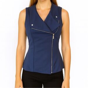 White House Black Market Navy Blue Zip Top